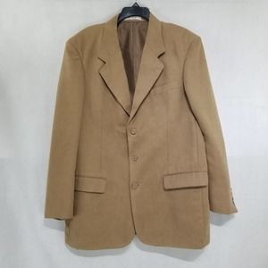 Members Only Mens Blazer 42 Beige Solid Sport Coat Microfiber Suede